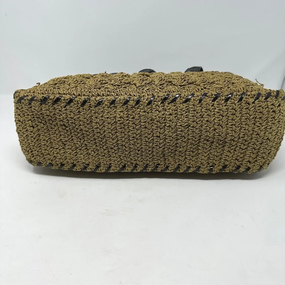 Brighton‎ Leather Trim Raffia Double Strap Shoulder Bag